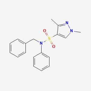 molecular formula C18H19N3O2S B2747036 N-benzyl-1,3-dimethyl-N-phenyl-1H-pyrazole-4-sulfonamide CAS No. 902659-25-0