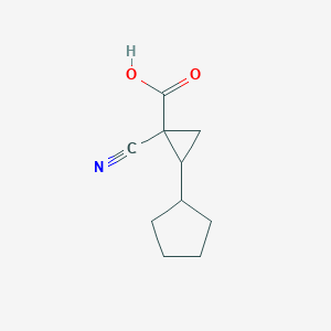 molecular formula C10H13NO2 B2747037 1-Cyano-2-cyclopentylcyclopropane-1-carboxylic acid CAS No. 1801868-11-0