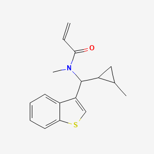 molecular formula C17H19NOS B2747039 N-[1-Benzothiophen-3-yl-(2-methylcyclopropyl)methyl]-N-methylprop-2-enamide CAS No. 2411246-22-3