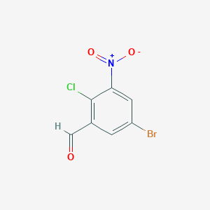 molecular formula C7H3BrClNO3 B2747053 5-Bromo-2-chloro-3-nitrobenzaldehyde CAS No. 2090539-18-5