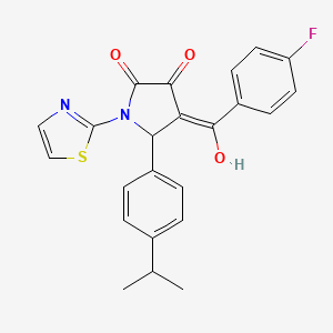molecular formula C23H19FN2O3S B2747071 4-(4-fluorobenzoyl)-3-hydroxy-5-(4-isopropylphenyl)-1-(thiazol-2-yl)-1H-pyrrol-2(5H)-one CAS No. 307541-52-2