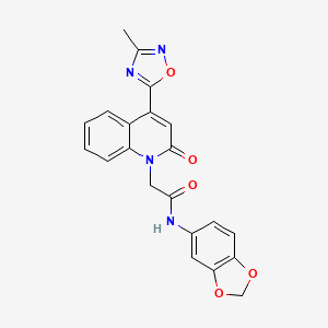 molecular formula C21H16N4O5 B2747081 N~1~-(1,3-苯并二氧杂环戊二烯-5-基)-2-(4-(3-甲基-1,2,4-噁二唑-5-基)-2-氧代-1(2H)-喹啉基)乙酰胺 CAS No. 1251629-06-7