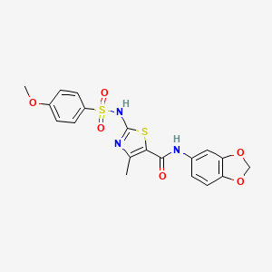 molecular formula C19H17N3O6S2 B2747087 N-(benzo[d][1,3]dioxol-5-yl)-2-(4-methoxyphenylsulfonamido)-4-methylthiazole-5-carboxamide CAS No. 941925-68-4