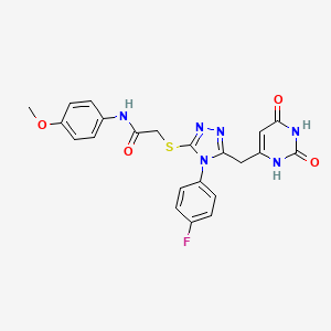 molecular formula C22H19FN6O4S B2747088 2-((5-((2,6-二氧代-1,2,3,6-四氢嘧啶-4-基)甲基)-4-(4-氟苯基)-4H-1,2,4-三氮杂唑-3-基)硫)-N-(4-甲氧苯基)乙酰胺 CAS No. 852154-18-8