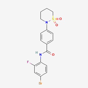molecular formula C17H16BrFN2O3S B2747092 N-(4-溴-2-氟苯基)-4-(1,1-二氧代-1,2-噻杂环戊二烷-2-基)苯甲酰胺 CAS No. 941900-45-4