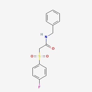 molecular formula C15H14FNO3S B2747093 N-苄基-2-(4-氟苯基)磺酰乙酰胺 CAS No. 895480-04-3