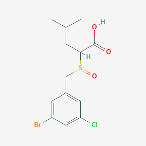 molecular formula C13H16BrClO3S B2747097 2-[(3-溴-5-氯苯基)甲基磺氧基]-4-甲基戊酸 CAS No. 2567503-26-6