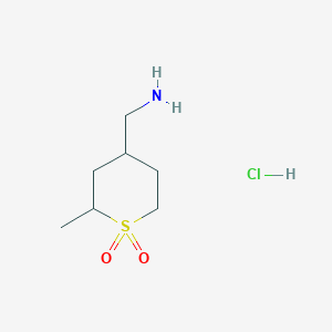 molecular formula C7H16ClNO2S B2747106 (2-Methyl-1,1-dioxothian-4-yl)methanamine;hydrochloride CAS No. 2287271-07-0
