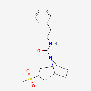 molecular formula C17H24N2O3S B2747108 (1R,5S)-3-(methylsulfonyl)-N-phenethyl-8-azabicyclo[3.2.1]octane-8-carboxamide CAS No. 1705849-41-7