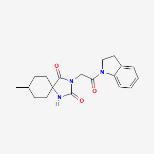 molecular formula C19H23N3O3 B2747109 3-[2-(2,3-dihydro-1H-indol-1-yl)-2-oxoethyl]-8-methyl-1,3-diazaspiro[4.5]decane-2,4-dione CAS No. 849458-65-7
