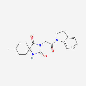 molecular formula C19H23N3O3 B2747109 3-[2-(2,3-二氢-1H-吲哚-1-基)-2-氧代乙基]-8-甲基-1,3-二氮杂螺[4.5]癸烷-2,4-二酮 CAS No. 849458-65-7