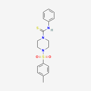 molecular formula C18H21N3O2S2 B2747112 4-(4-甲基苯磺酰)-N-苯基哌嗪-1-甲硫酰胺 CAS No. 18162-14-6