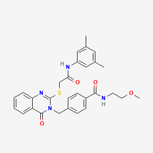 molecular formula C29H30N4O4S B2747123 4-((2-((2-((3,5-dimethylphenyl)amino)-2-oxoethyl)thio)-4-oxoquinazolin-3(4H)-yl)methyl)-N-(2-methoxyethyl)benzamide CAS No. 1115550-19-0