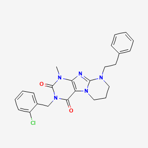 molecular formula C24H24ClN5O2 B2747138 3-(2-氯苯甲基)-1-甲基-9-苯乙基-6,7,8,9-四氢嘧啶并[2,1-f]嘌呤-2,4(1H,3H)-二酮 CAS No. 849912-73-8