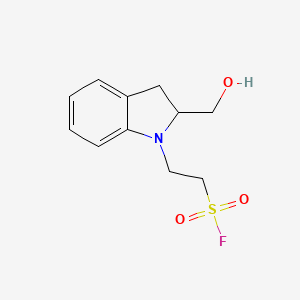molecular formula C11H14FNO3S B2747139 2-[2-(Hydroxymethyl)-2,3-dihydroindol-1-yl]ethanesulfonyl fluoride CAS No. 2189304-33-2