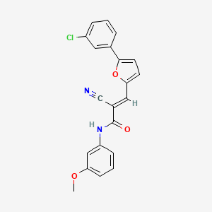molecular formula C21H15ClN2O3 B2747144 (2E)-3-[5-(3-chlorophenyl)furan-2-yl]-2-cyano-N-(3-methoxyphenyl)prop-2-enamide CAS No. 304878-46-4