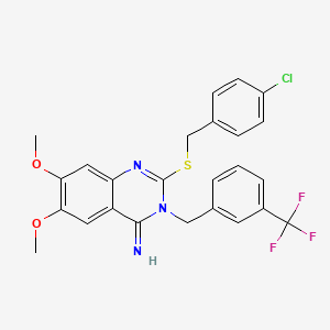 molecular formula C25H21ClF3N3O2S B2747146 2-[(4-氯苄基)硫代]-6,7-二甲氧基-3-[3-(三氟甲基)苄基]-4(3H)-喹唑啉胺 CAS No. 439093-92-2