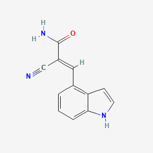 molecular formula C12H9N3O B2747150 (E)-2-Cyano-3-(1H-indol-4-yl)acrylamide CAS No. 1245571-99-6