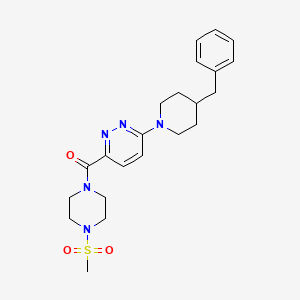 molecular formula C22H29N5O3S B2747154 (6-(4-苄基哌啶-1-基)吡啶并[3,4-c]吡唑-3-基)(4-(甲磺酰基)哌啶-1-基)甲酮 CAS No. 1396783-71-3