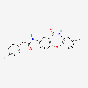 molecular formula C22H17FN2O3 B2747158 2-(4-fluorophenyl)-N-(8-methyl-11-oxo-10,11-dihydrodibenzo[b,f][1,4]oxazepin-2-yl)acetamide CAS No. 922030-90-8