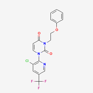 molecular formula C18H13ClF3N3O3 B2747161 1-[3-氯-5-(三氟甲基)-2-吡啶基]-3-(2-苯氧基乙基)-2,4(1H,3H)-嘧啶二酮 CAS No. 251310-56-2