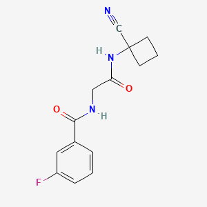 molecular formula C14H14FN3O2 B2747163 N-(1-cyanocyclobutyl)-2-[(3-fluorophenyl)formamido]acetamide CAS No. 1797281-70-9