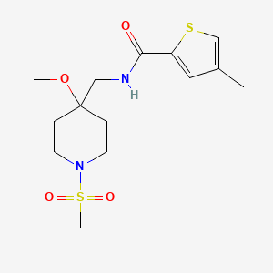 molecular formula C14H22N2O4S2 B2747164 N-[(4-Methoxy-1-methylsulfonylpiperidin-4-yl)methyl]-4-methylthiophene-2-carboxamide CAS No. 2415541-34-1