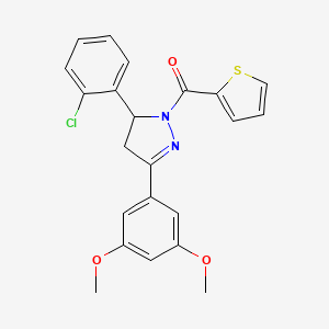 molecular formula C22H19ClN2O3S B2747167 5-(2-chlorophenyl)-3-(3,5-dimethoxyphenyl)-1-(thiophene-2-carbonyl)-4,5-dihydro-1H-pyrazole CAS No. 1798750-60-3