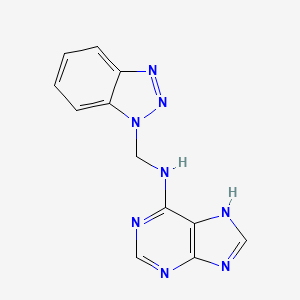 molecular formula C12H10N8 B2747171 N-(1H-1,2,3-Benzotriazol-1-ylmethyl)-9H-purin-6-amine CAS No. 111098-24-9