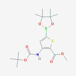 molecular formula C17H26BNO6S B2747172 4-(N-BOC-氨基)-5-(甲氧基羰基)噻吩-2-硼酸, 二异丙醇酯 CAS No. 2377606-49-8