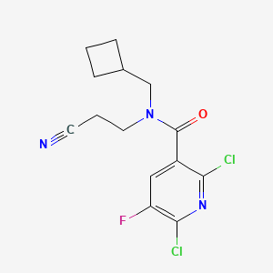 molecular formula C14H14Cl2FN3O B2747174 2,6-二氯-N-(2-氰基乙基)-N-(环丁基甲基)-5-氟吡啶-3-羧酰胺 CAS No. 1436214-89-9