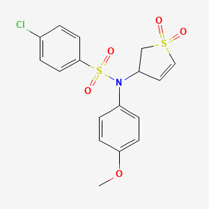 molecular formula C17H16ClNO5S2 B2747182 4-chloro-N-(1,1-dioxido-2,3-dihydrothiophen-3-yl)-N-(4-methoxyphenyl)benzenesulfonamide CAS No. 433321-11-0