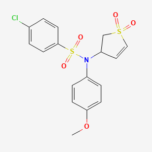 molecular formula C17H16ClNO5S2 B2747182 4-氯-N-(1,1-二氧代-2,3-二氢噻吩-3-基)-N-(4-甲氧基苯基)苯磺酰胺 CAS No. 433321-11-0