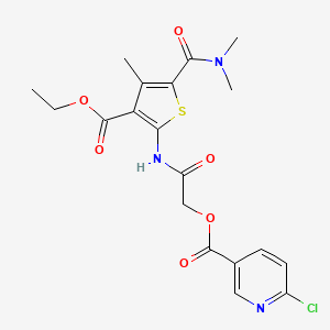molecular formula C19H20ClN3O6S B2747187 {[5-(Dimethylcarbamoyl)-3-(ethoxycarbonyl)-4-methylthiophen-2-yl]carbamoyl}methyl 6-chloropyridine-3-carboxylate CAS No. 878970-41-3