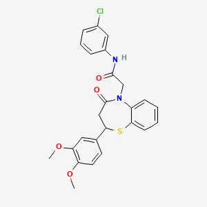 molecular formula C25H23ClN2O4S B2747188 N-(3-chlorophenyl)-2-(2-(3,4-dimethoxyphenyl)-4-oxo-3,4-dihydrobenzo[b][1,4]thiazepin-5(2H)-yl)acetamide CAS No. 863004-64-2