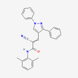 molecular formula C27H22N4O B2747195 2-cyano-N-(2,6-dimethylphenyl)-3-(1,3-diphenyl-1H-pyrazol-4-yl)prop-2-enamide CAS No. 1006260-36-1