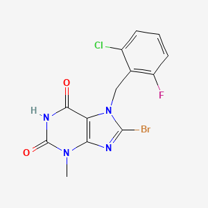 molecular formula C13H9BrClFN4O2 B2747197 8-bromo-7-(2-chloro-6-fluorobenzyl)-3-methyl-3,7-dihydro-1H-purine-2,6-dione CAS No. 374915-81-8