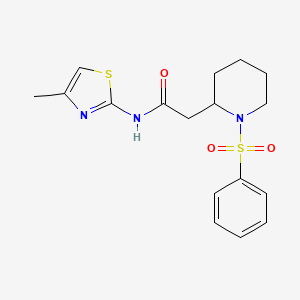 molecular formula C17H21N3O3S2 B2747202 N-(4-methylthiazol-2-yl)-2-(1-(phenylsulfonyl)piperidin-2-yl)acetamide CAS No. 1021214-72-1