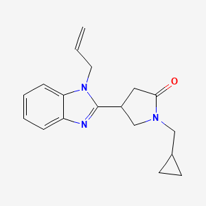 molecular formula C18H21N3O B2747205 1-(Cyclopropylmethyl)-4-(1-prop-2-enylbenzimidazol-2-yl)pyrrolidin-2-one CAS No. 912890-46-1