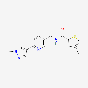 molecular formula C16H16N4OS B2747206 4-methyl-N-((6-(1-methyl-1H-pyrazol-4-yl)pyridin-3-yl)methyl)thiophene-2-carboxamide CAS No. 2034521-82-7