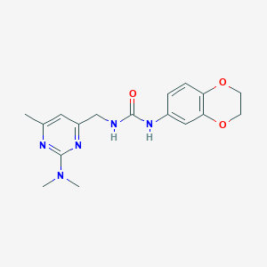 molecular formula C17H21N5O3 B2747209 1-(2,3-二氢苯并[b][1,4]二氧杂环-6-基)-3-((2-(二甲基氨基)-6-甲基嘧啶-4-基)甲基)脲 CAS No. 1797657-70-5
