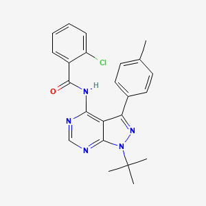 molecular formula C23H22ClN5O B2747210 N-[1-(叔丁基)-3-(4-甲基苯基)-1H-吡唑并[3,4-d]嘧啶-4-基]-2-氯苯甲酰胺 CAS No. 477859-18-0