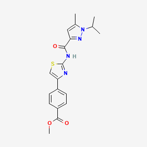molecular formula C19H20N4O3S B2747211 methyl 4-(2-(1-isopropyl-5-methyl-1H-pyrazole-3-carboxamido)thiazol-4-yl)benzoate CAS No. 1251624-46-0