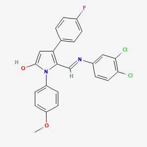 molecular formula C24H17Cl2FN2O2 B2747215 5-[(3,4-dichloroanilino)methylene]-4-(4-fluorophenyl)-1-(4-methoxyphenyl)-1,5-dihydro-2H-pyrrol-2-one CAS No. 339012-09-8