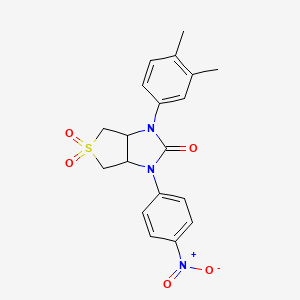 molecular formula C19H19N3O5S B2747218 1-(3,4-dimethylphenyl)-3-(4-nitrophenyl)tetrahydro-1H-thieno[3,4-d]imidazol-2(3H)-one 5,5-dioxide CAS No. 879930-26-4
