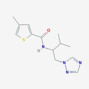 molecular formula C13H18N4OS B2747219 4-methyl-N-(3-methyl-1-(1H-1,2,4-triazol-1-yl)butan-2-yl)thiophene-2-carboxamide CAS No. 2034534-47-7