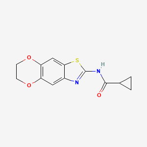 molecular formula C13H12N2O3S B2747220 N-(6,7-dihydro-[1,4]dioxino[2,3-f][1,3]benzothiazol-2-yl)cyclopropanecarboxamide CAS No. 892846-84-3