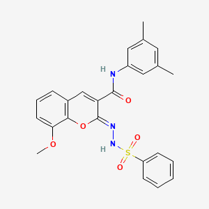 (2Z)-2-(benzenesulfonylhydrazinylidene)-N-(3,5-dimethylphenyl)-8-methoxychromene-3-carboxamide