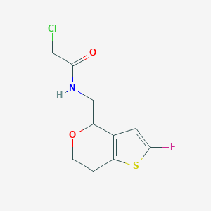 molecular formula C10H11ClFNO2S B2747227 2-Chloro-N-[(2-fluoro-6,7-dihydro-4H-thieno[3,2-c]pyran-4-yl)methyl]acetamide CAS No. 2411264-49-6