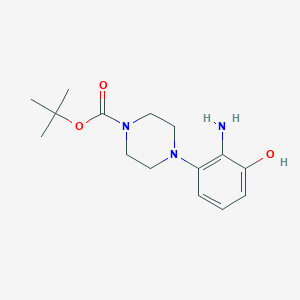 molecular formula C15H23N3O3 B2747228 1-Piperazinecarboxylic acid, 4-(2-amino-3-hydroxyphenyl)-, 1,1-dimethylethyl ester CAS No. 915135-23-8